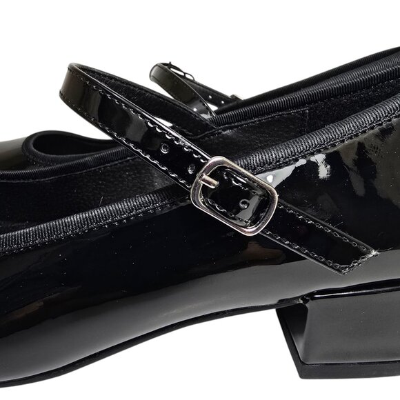 Madden NYC Patent Mary Jane Platform Low Heel Womens Sz 8 Adjustable Strap Black - Picture 9 of 12